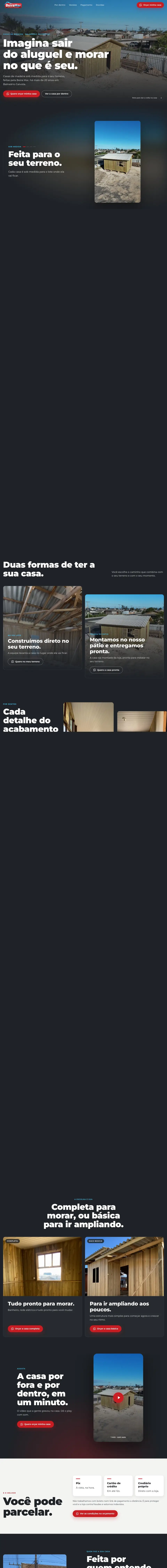 Captura de tela da página completa do site Beira Mar Casas de Madeira, criado pela Ultra Sites