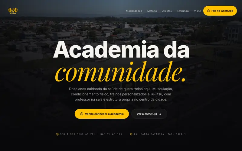 Página inicial do site JR Fitness
