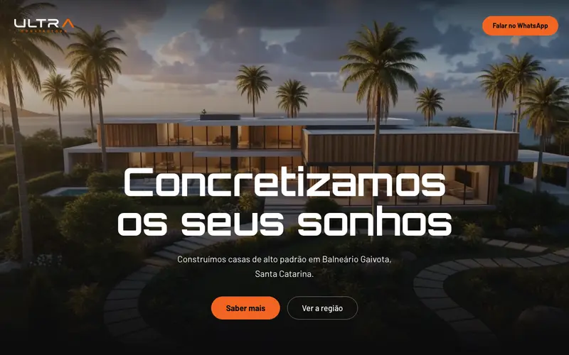 Página inicial do site Ultra Construtora