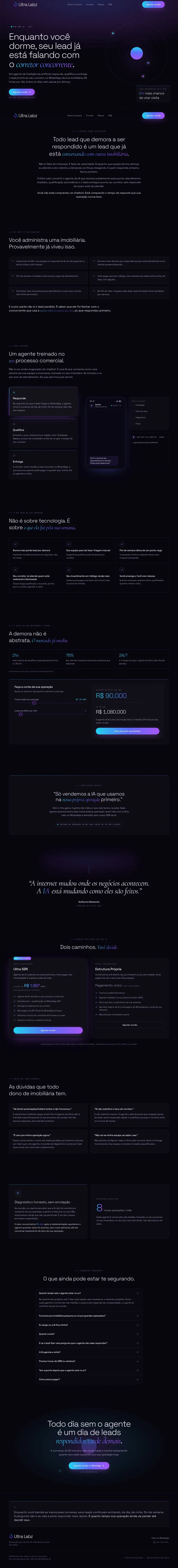 Captura de tela da página completa do site Ultra Labz, criado pela Ultra Sites