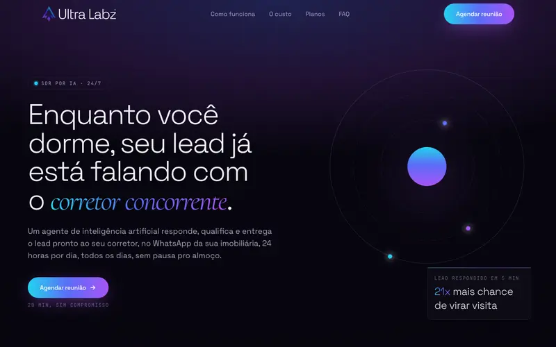 Página inicial do site Ultra Labz
